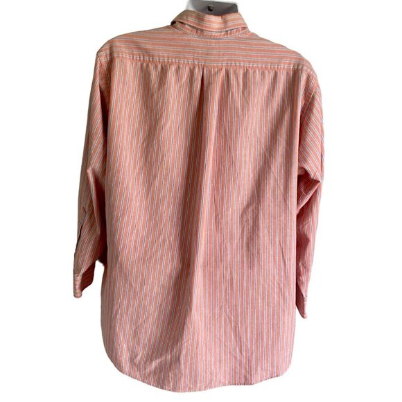 Van Heusen Orange Blue Long Sleeve Button Down Wrinkle Free Men's Shirt Size 17 - Picture 5 of 8